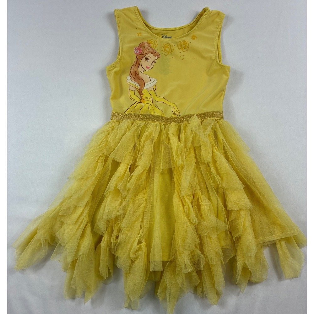 Disney Princess Belle Tutu Dress Girls 4T Yellow Good Beauty and the Beast Tulle
